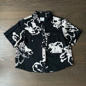 RVCA Sage Von Black and White Floral Shirt